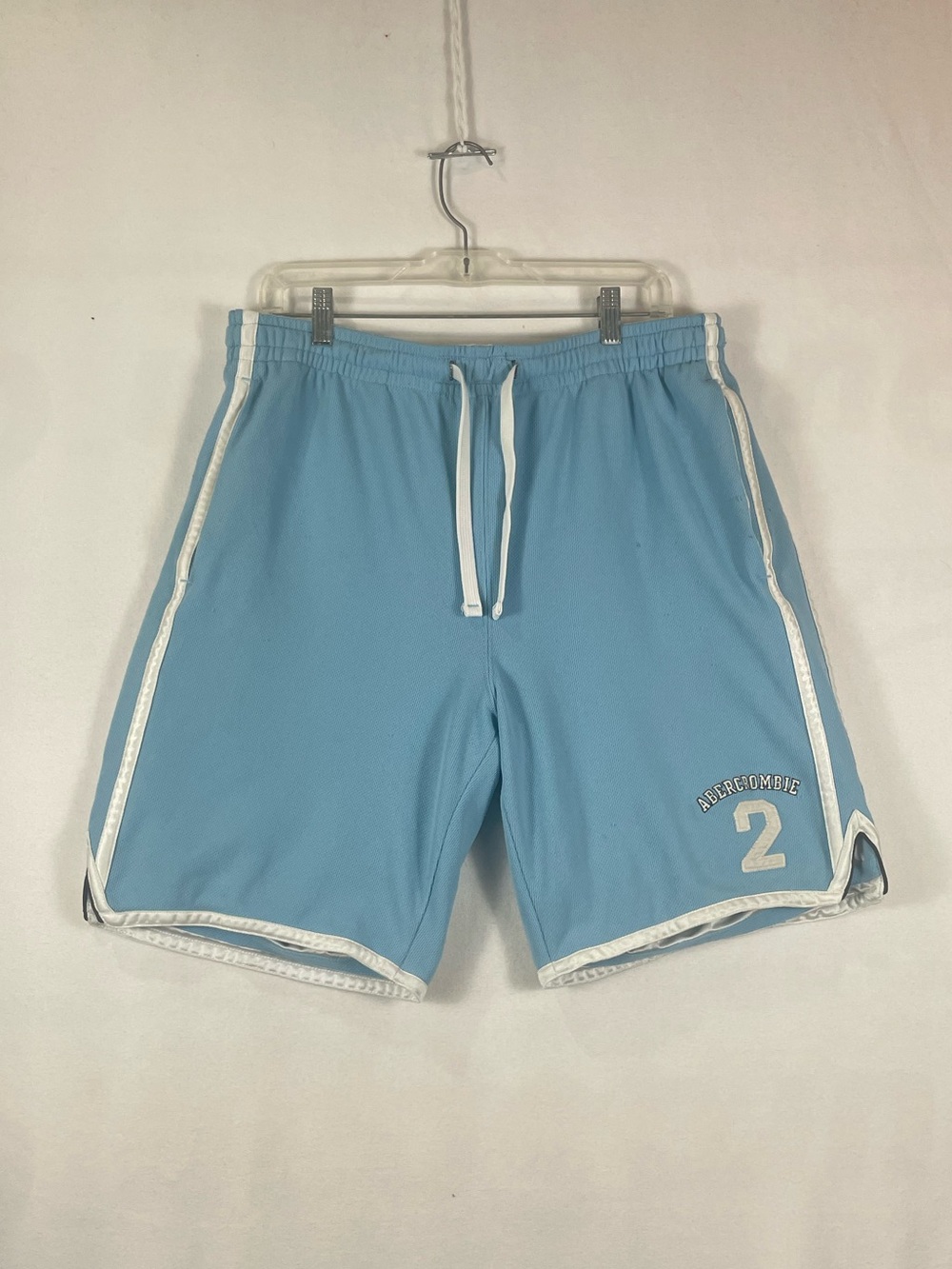 VTG Abercrombie & Fitch REVERSIBLE Sky Blue White Basketball Shorts mens Sz L